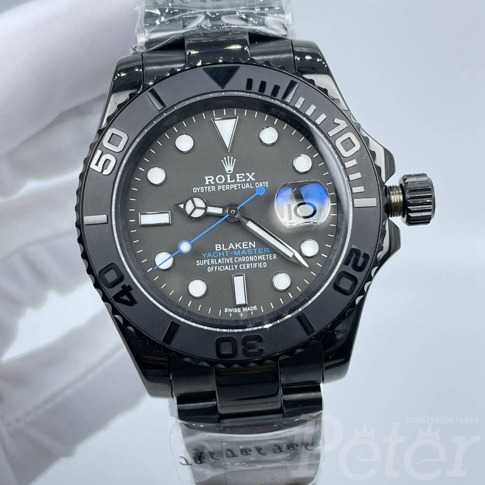 YM blaken full black case 40mm black dial blue seconds sapphire crystal oyster bracelet AAA 2813 automatic Sxxx