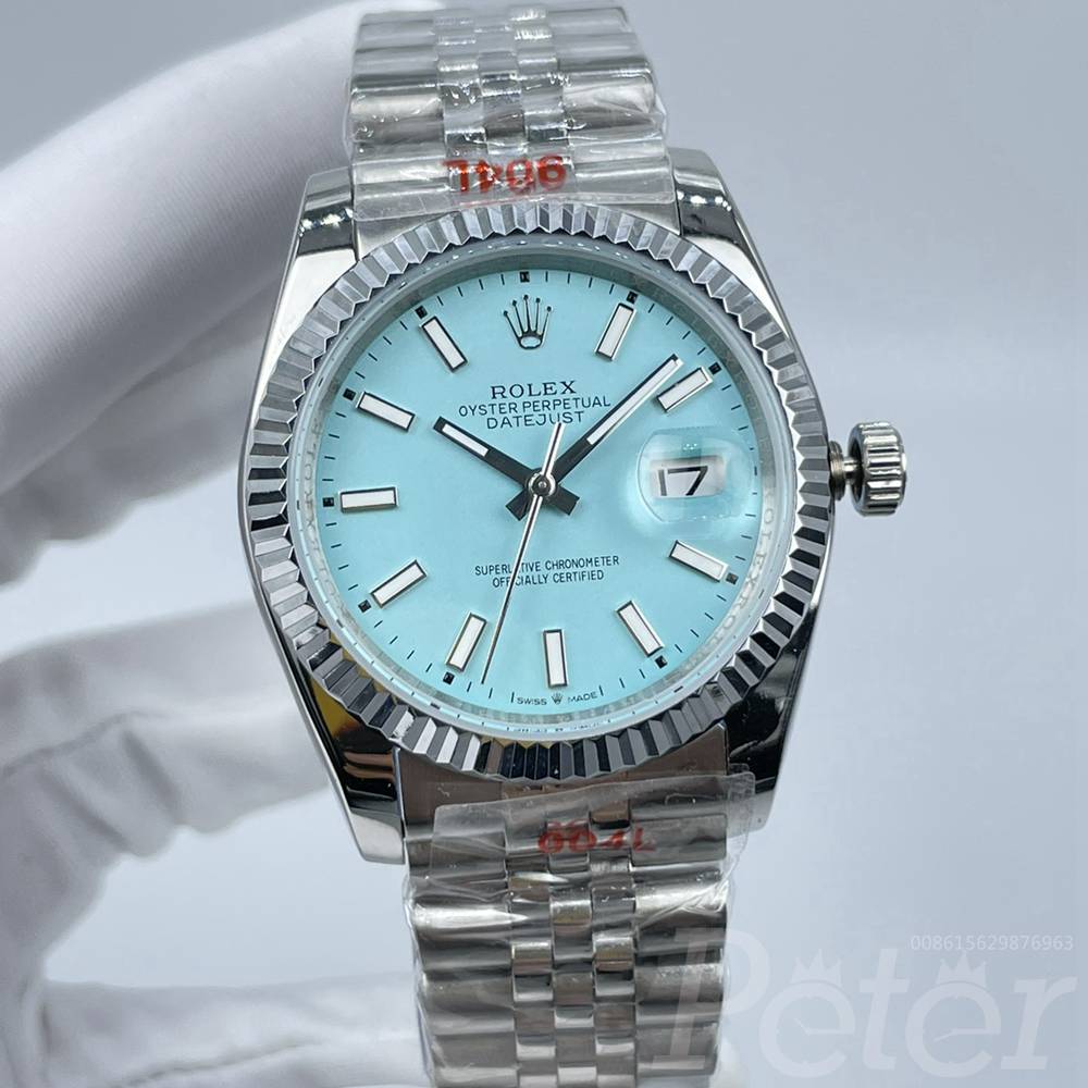 Datejust 36mm tiffany blue dial luminous dash numbers fluted bezel jubilee strap AAA automatic 2813 Sxxx