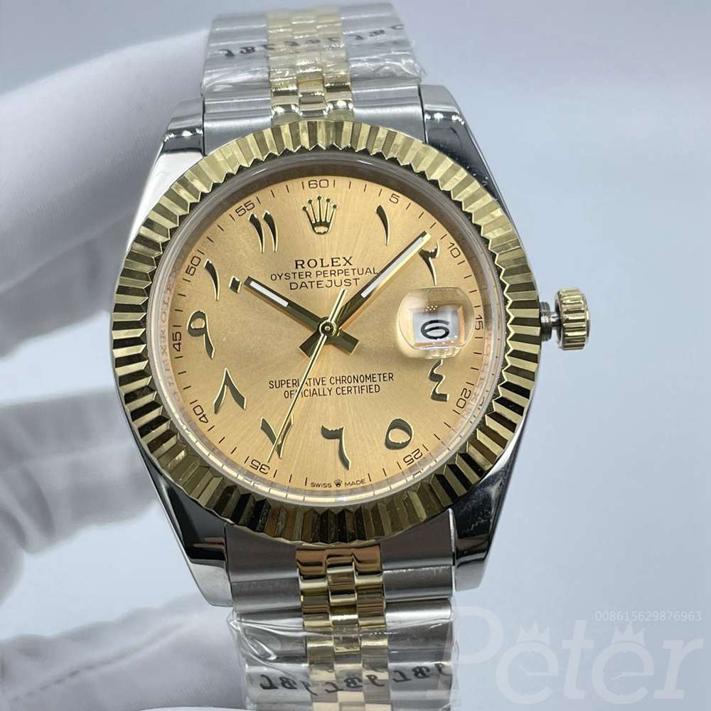 Datejust 41 gold 2tone case gold dial Arabic numbers fluted bezel jubilee band AAA automatic men watch Sxxx