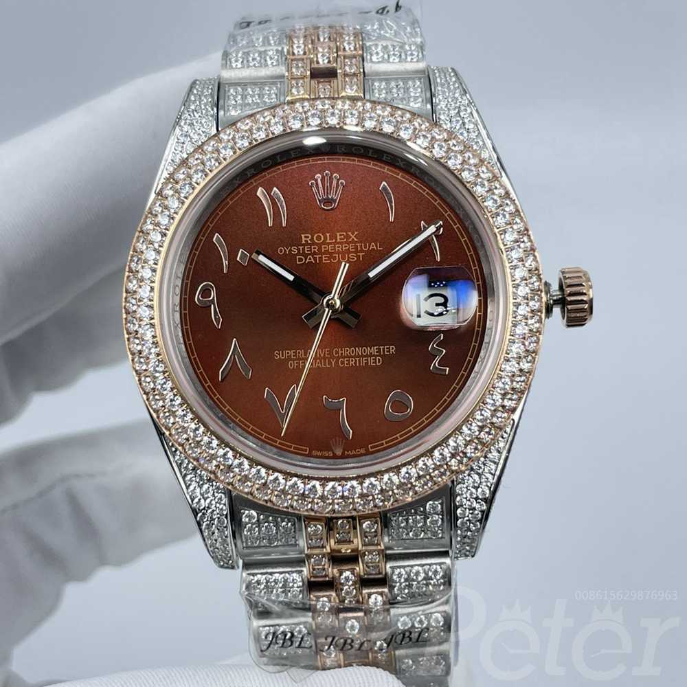 Datejust 41 full diamonds rose gold 2tone case brown dial Arabic numbers jubilee band shiny Zircon stones AAA Sxx