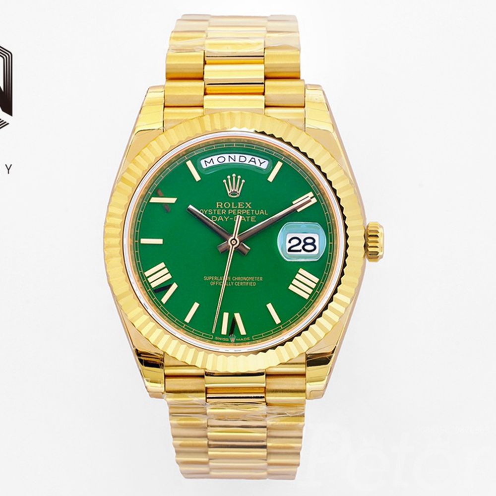DayDate gold case 40mm green dial roman numbers EW factory 2836 movement 1:1 high grade EW140