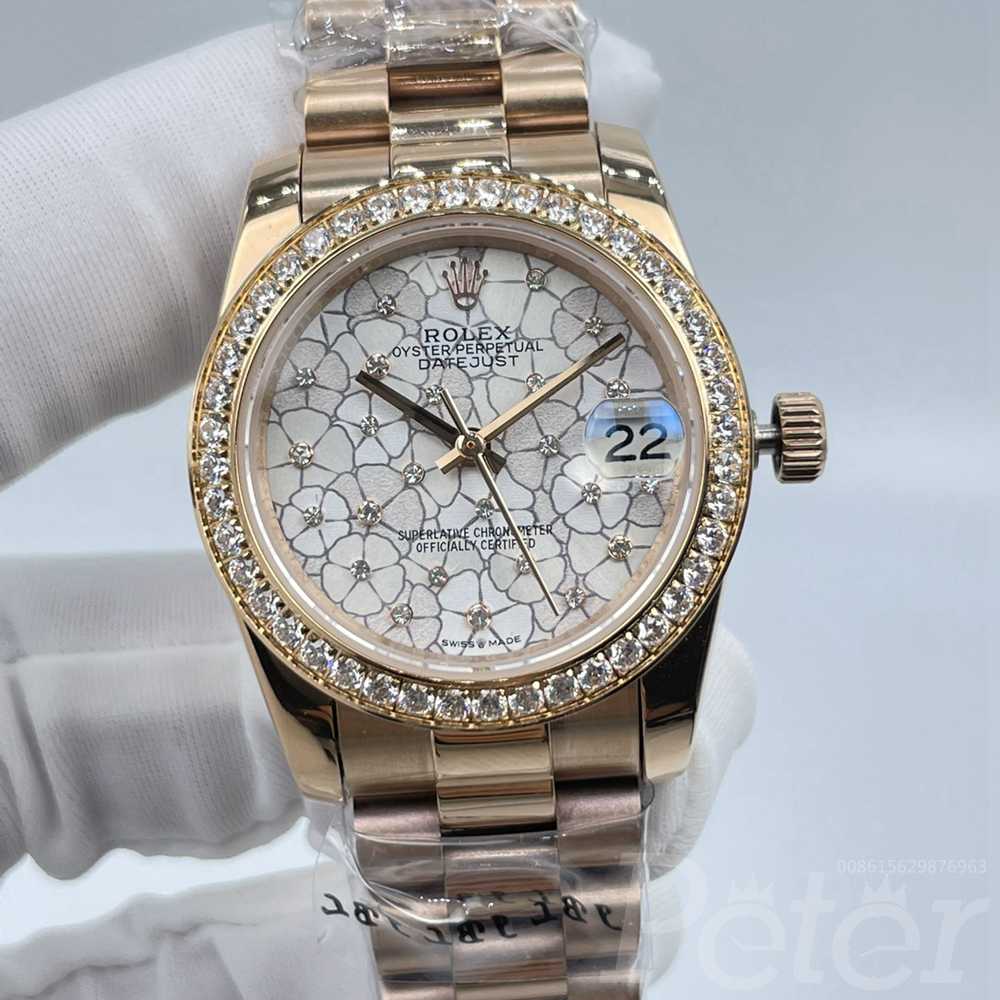 Datejust 31 women rose gold case diamonds flowers dial diamonds bezel president band AAA automatic Sxx