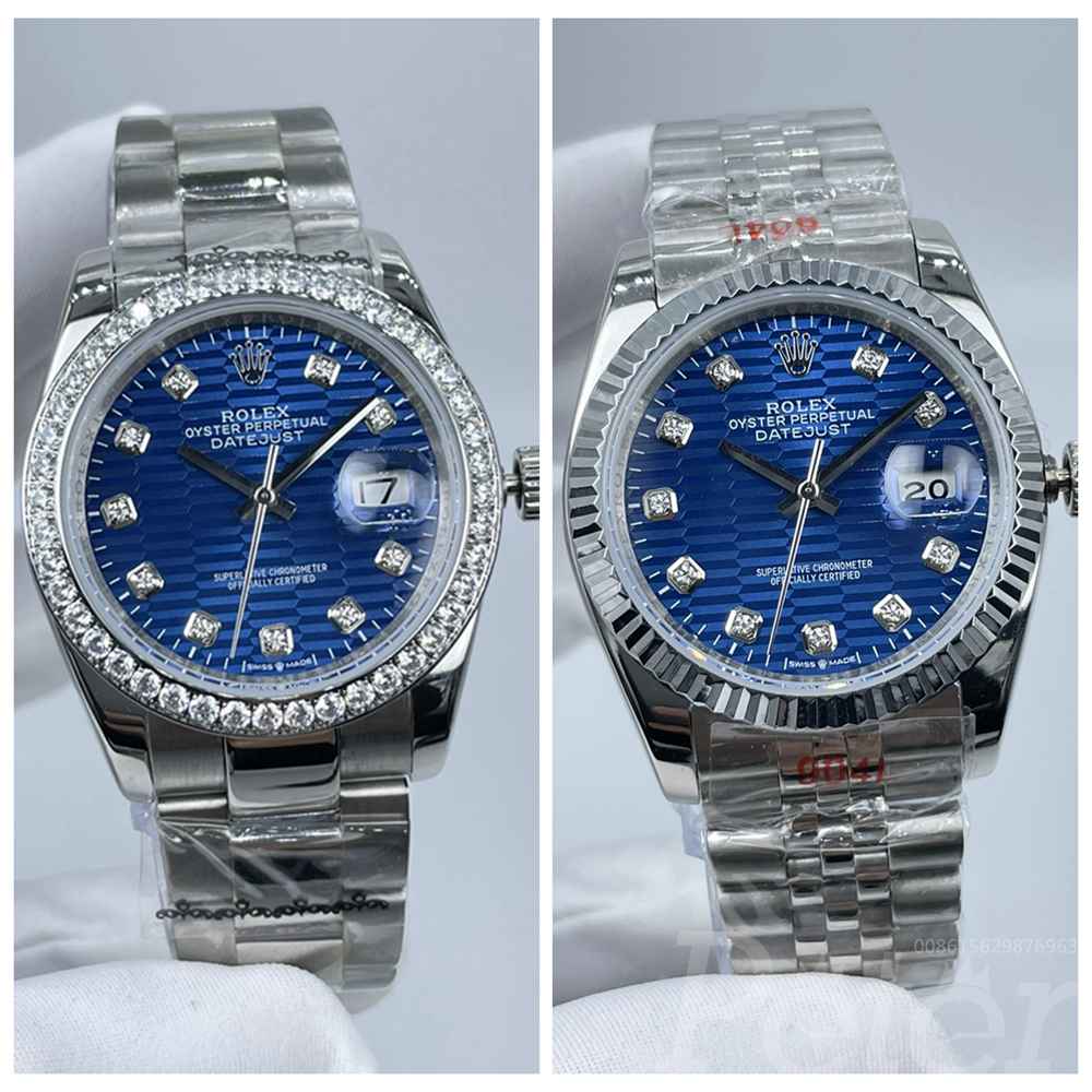 Datejust 36mm silver/blue fluted-Motif dial diamonds numbers oyster/jubilee bracelets AAA 2813 movement Sxxx