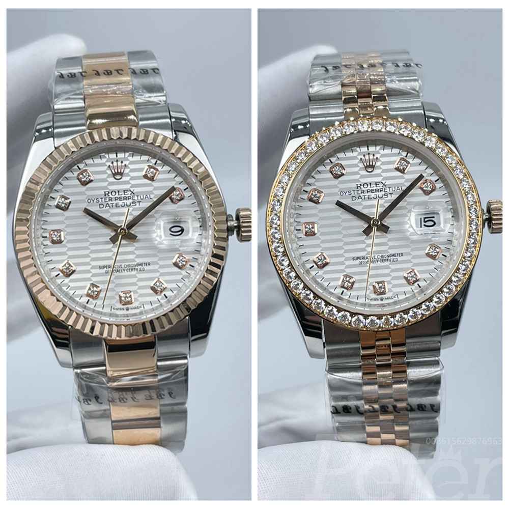 Datejust rose gold 2tone 36mm fluted-motif silver dial diamonds numbers jubilee/oyster bracelets AAA 2813 Sxxx