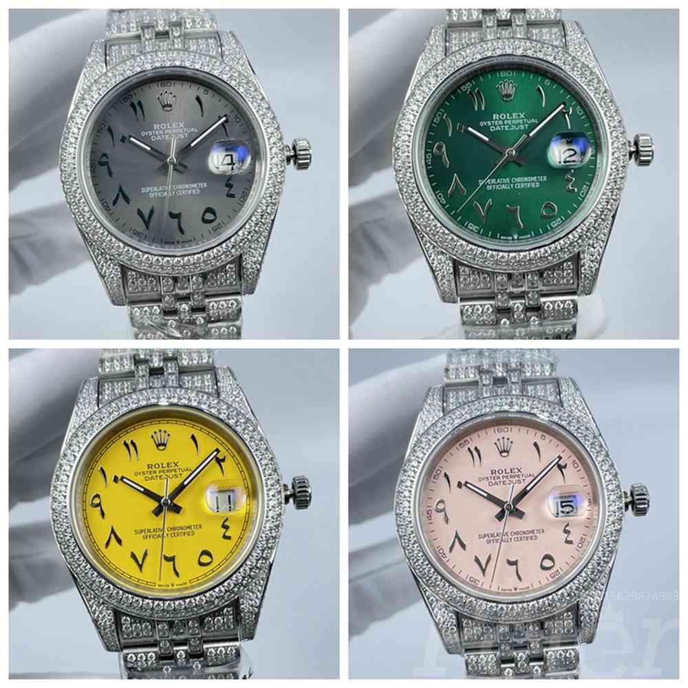 Datejust 41 full diamonds case gray/green/yellow/pink dials jubilee bracelets AAA automatic men shiny watches Sxxx