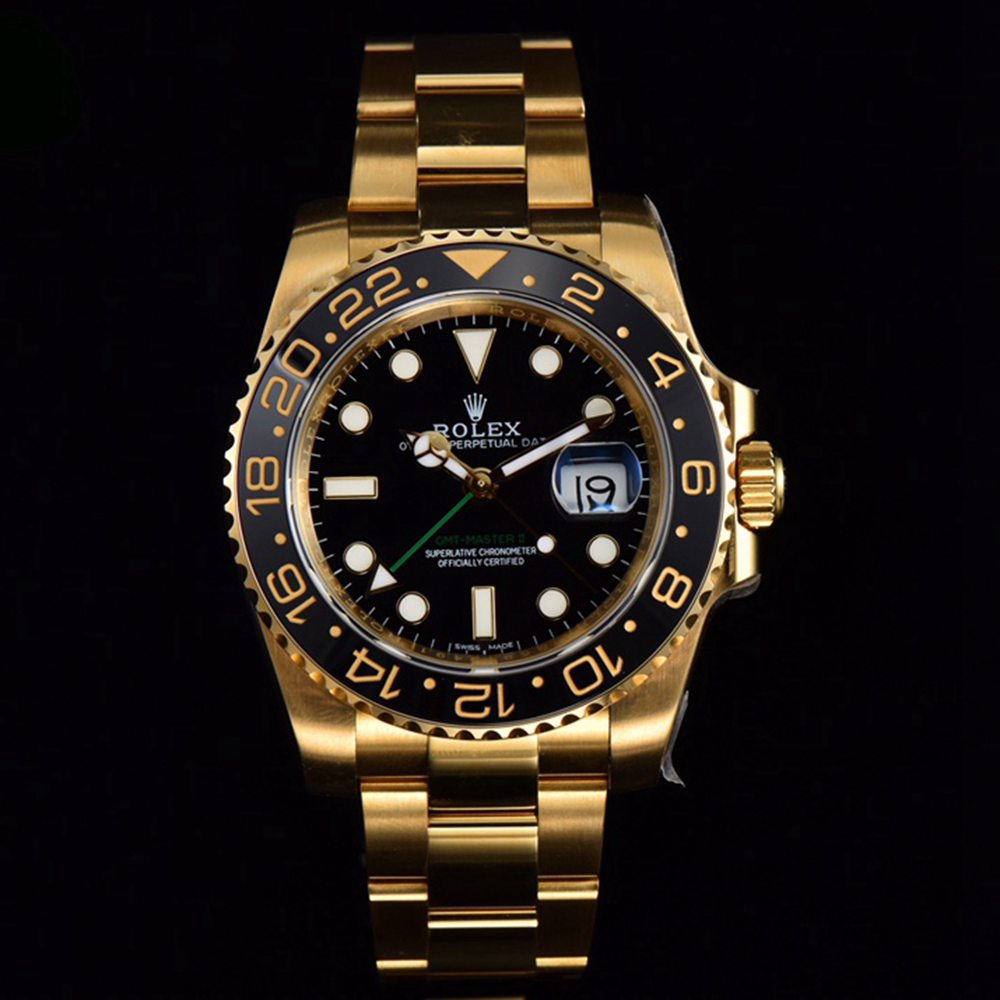 GMT gold case black dial ceramic bezel V9 factory 904L steel WT185