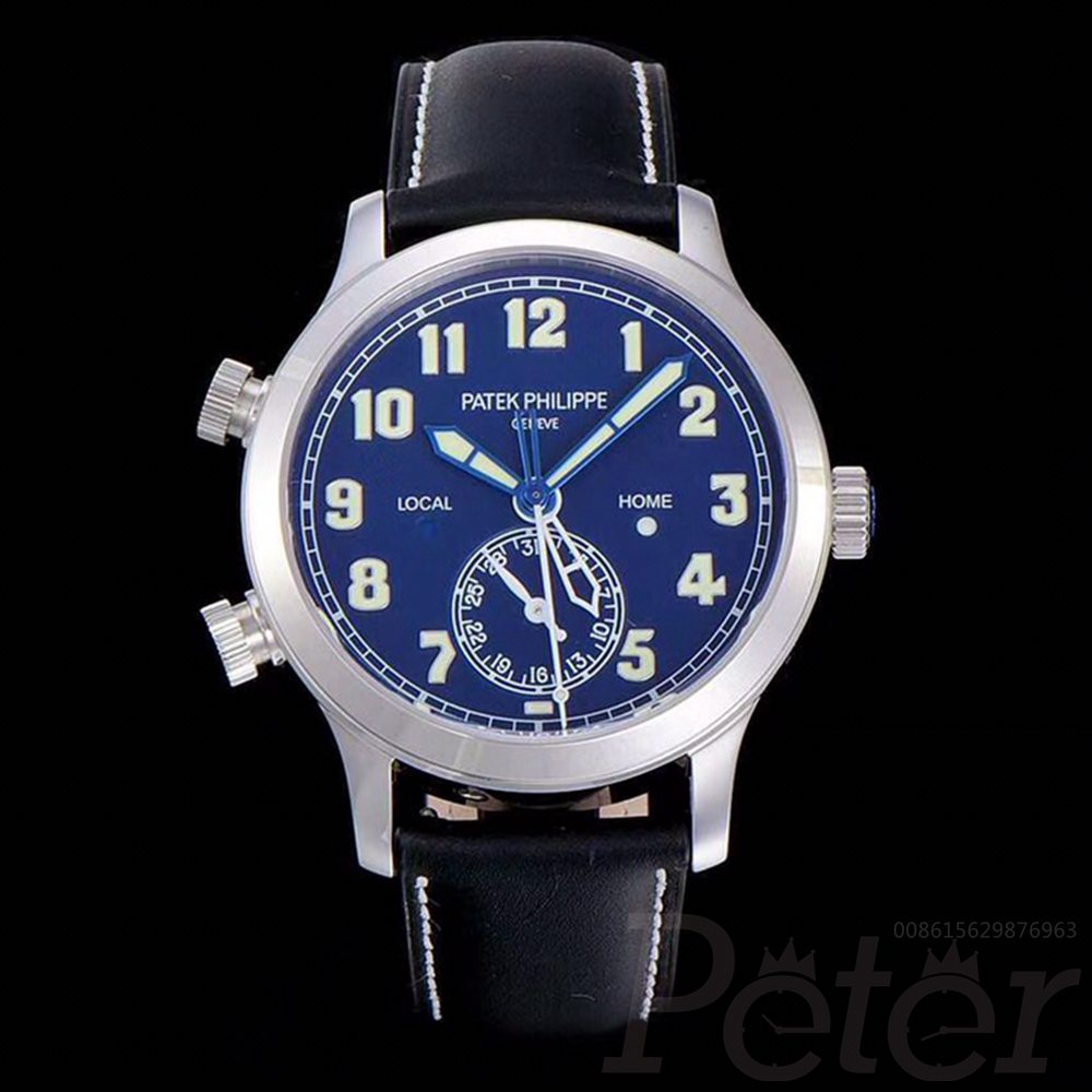 Patek ref.5524 Calatrava silver/blue with black leather men Swiss high grade watch GR factory V2 version WT