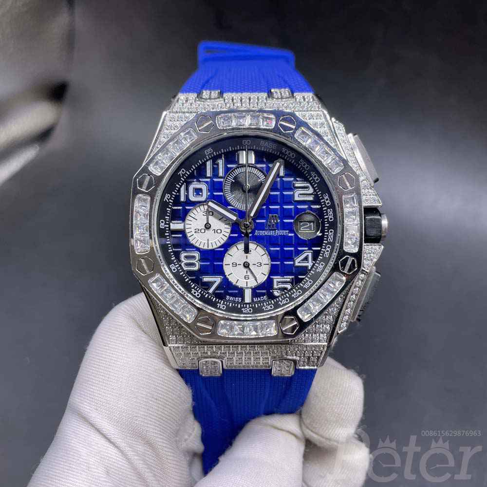 AP diamonds quartz silver/blue AAA grade JJ075