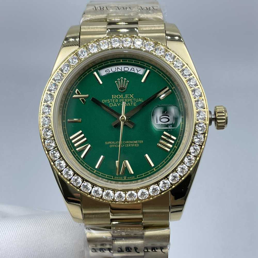 DayDate 41mm gold case green dial roman numbers diamonds bezel president band AAA automatic Sx