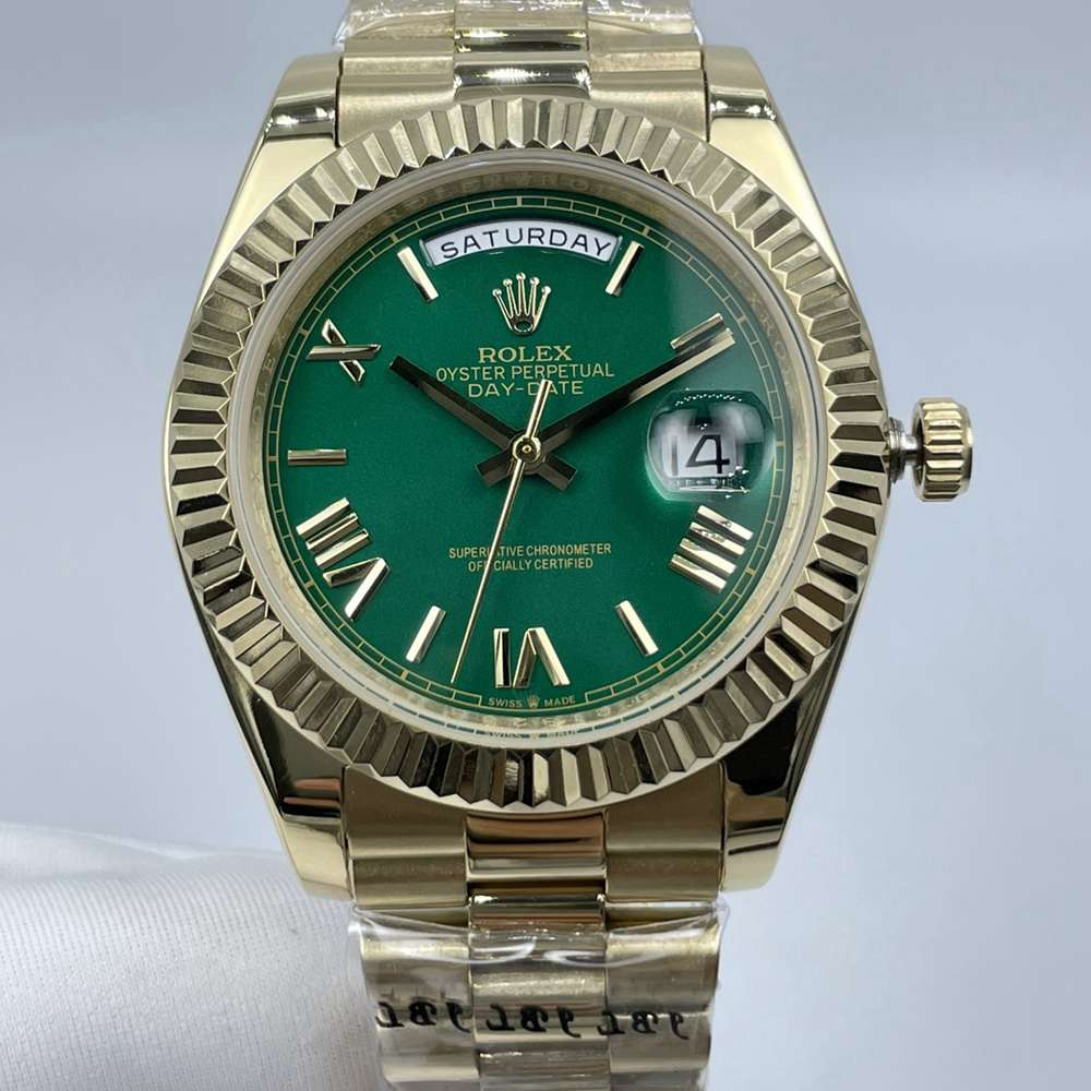 DayDate 41mm gold case green dial roman numbers fluted bezel president band AAA automatic 2813 Sx
