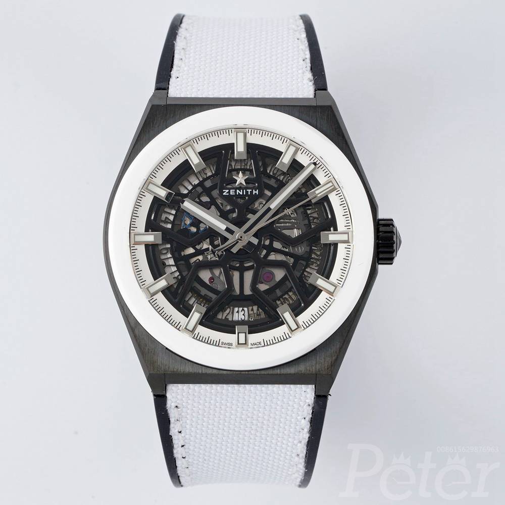 Zenith Defy Swiss black case 40mm white bezel rubber strap LF factory Cal.670sk automatic high grade WT155