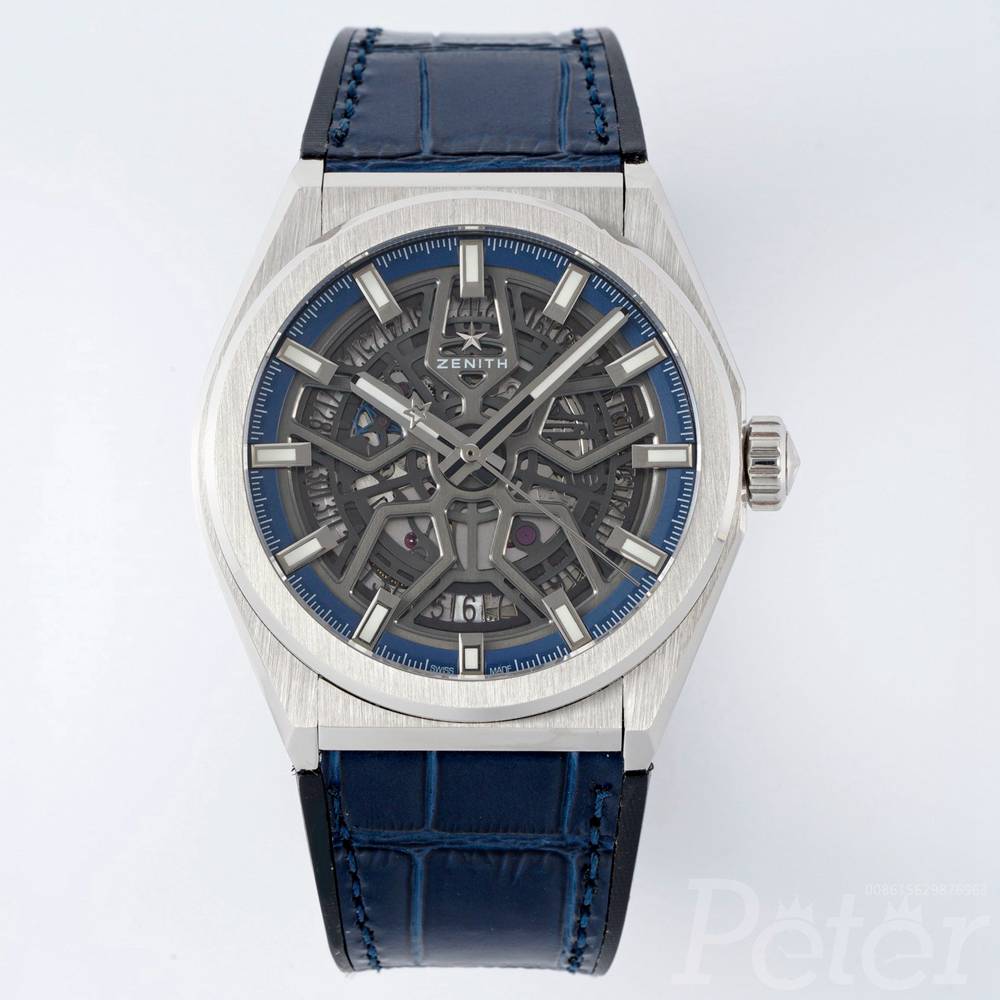Zenith Defy Swiss high grade LF factory Cal.670sk automatic blue strap silver case 40mm WT155