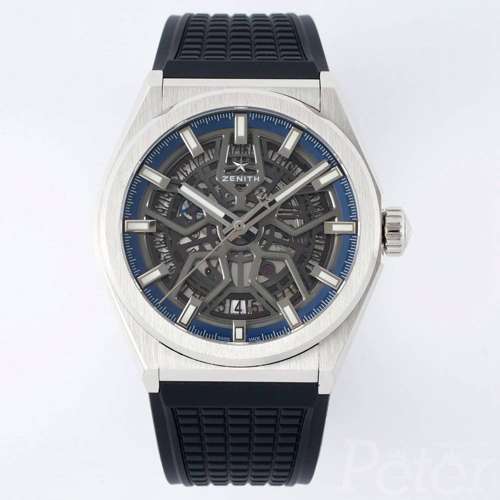 Zenith LF factory Cal.670 automatic men watch silver case 40mm black rubber strap skeleton Swiss wristwatch WT