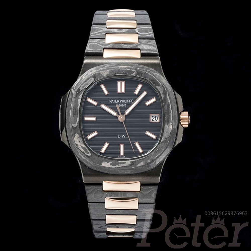 Patek Nautilus 5711 two tone rose gold black Carbon case DiW high grade men watch DAK