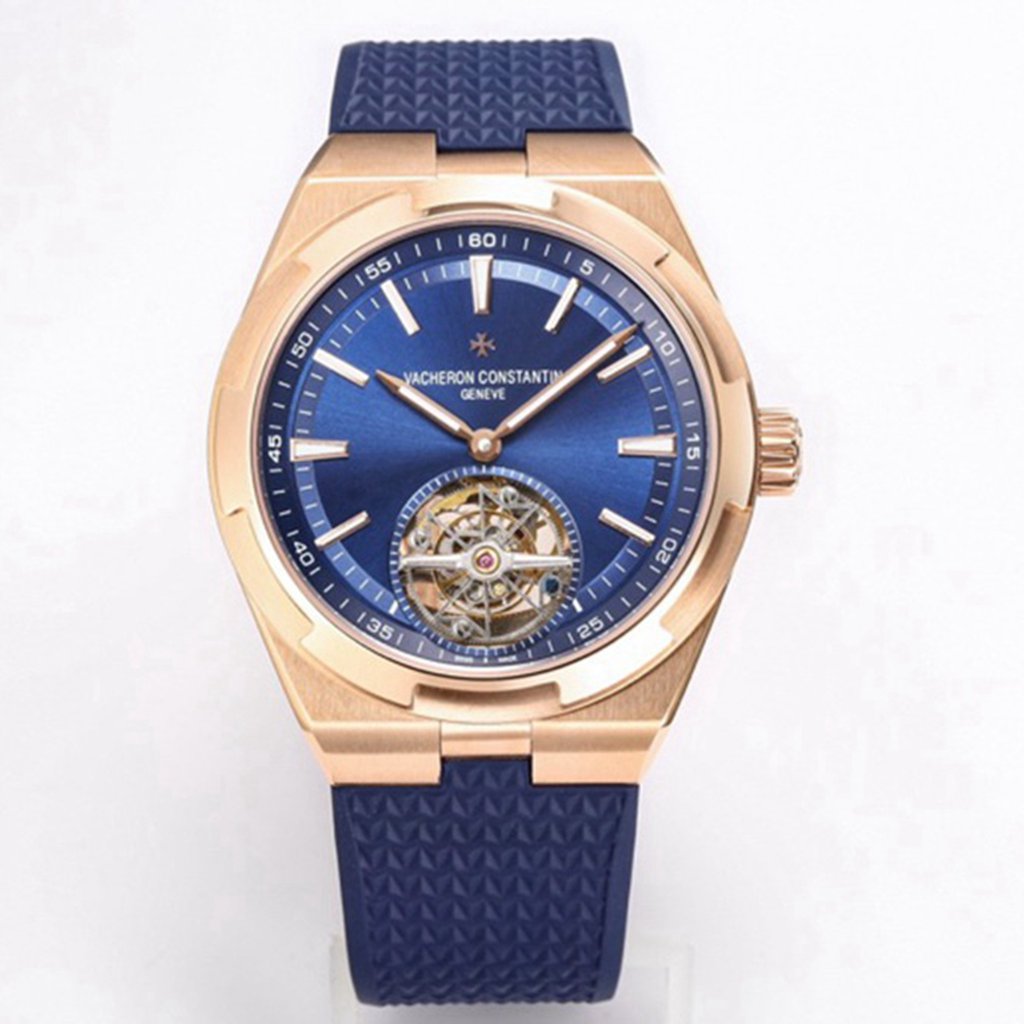VC Overseas real tourbillon movement BBR 2022 new model 316L steel rose gold case with blue rubber CBK