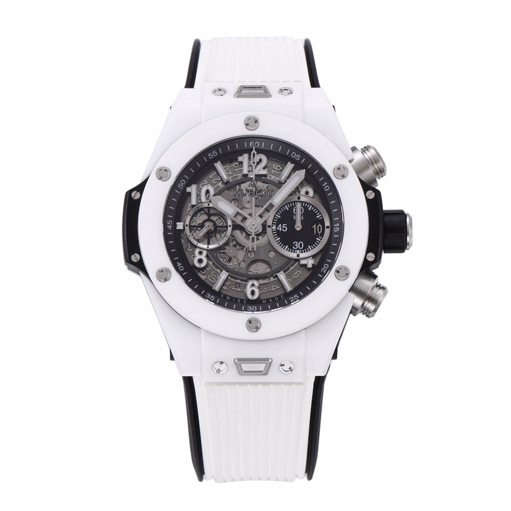 Hublot Unico BBF white ceramic case white rubber strap chronograph HUB1280 automatic men stopwatch WT34