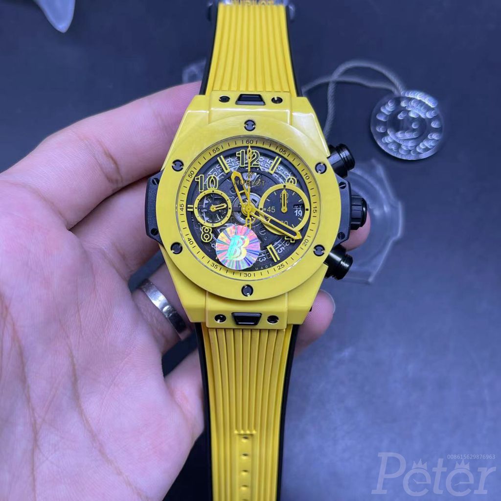 Hublot yellow ceramic case BB factory full chronograph men stopwatch xx34