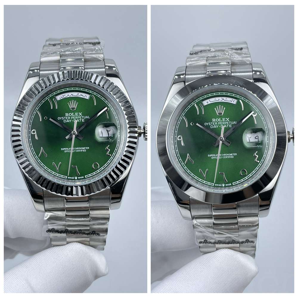 DayDate AAA 41mm silver case green dial Arabic numbers president band automatic men watches Sx