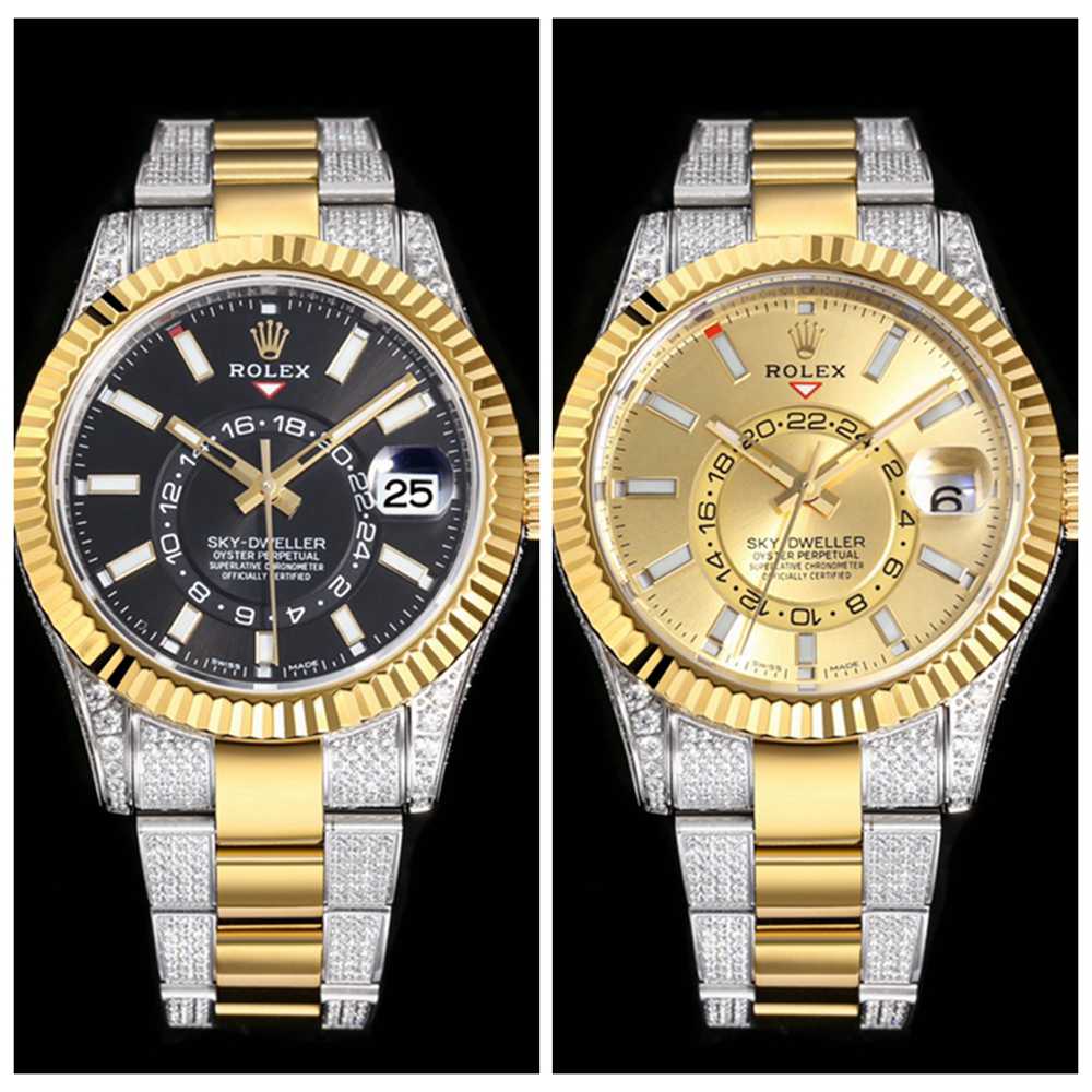 Sky-Dweller 2022 2tone gold 42mm full works 9001 automatic Ring Command bezel black/gold dials Partial diamonds WTx