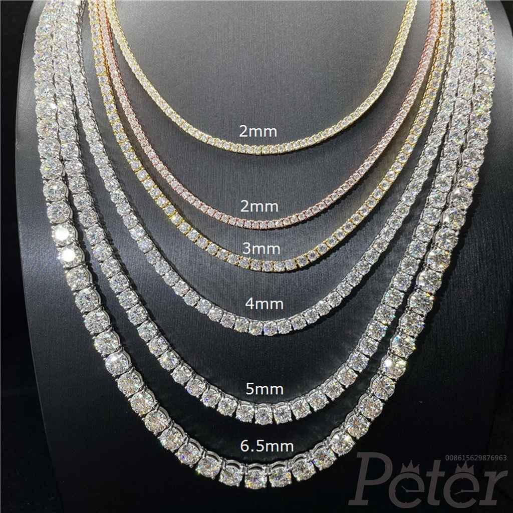 Tennis chains 2mm moissanite shiny diamonds can pass diamonds tester 925 silver ZF102