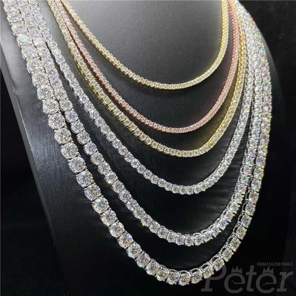 Tennis chains 3mm Moissanite stones 925 silver rose gold/gold/white colors high grade ZF007
