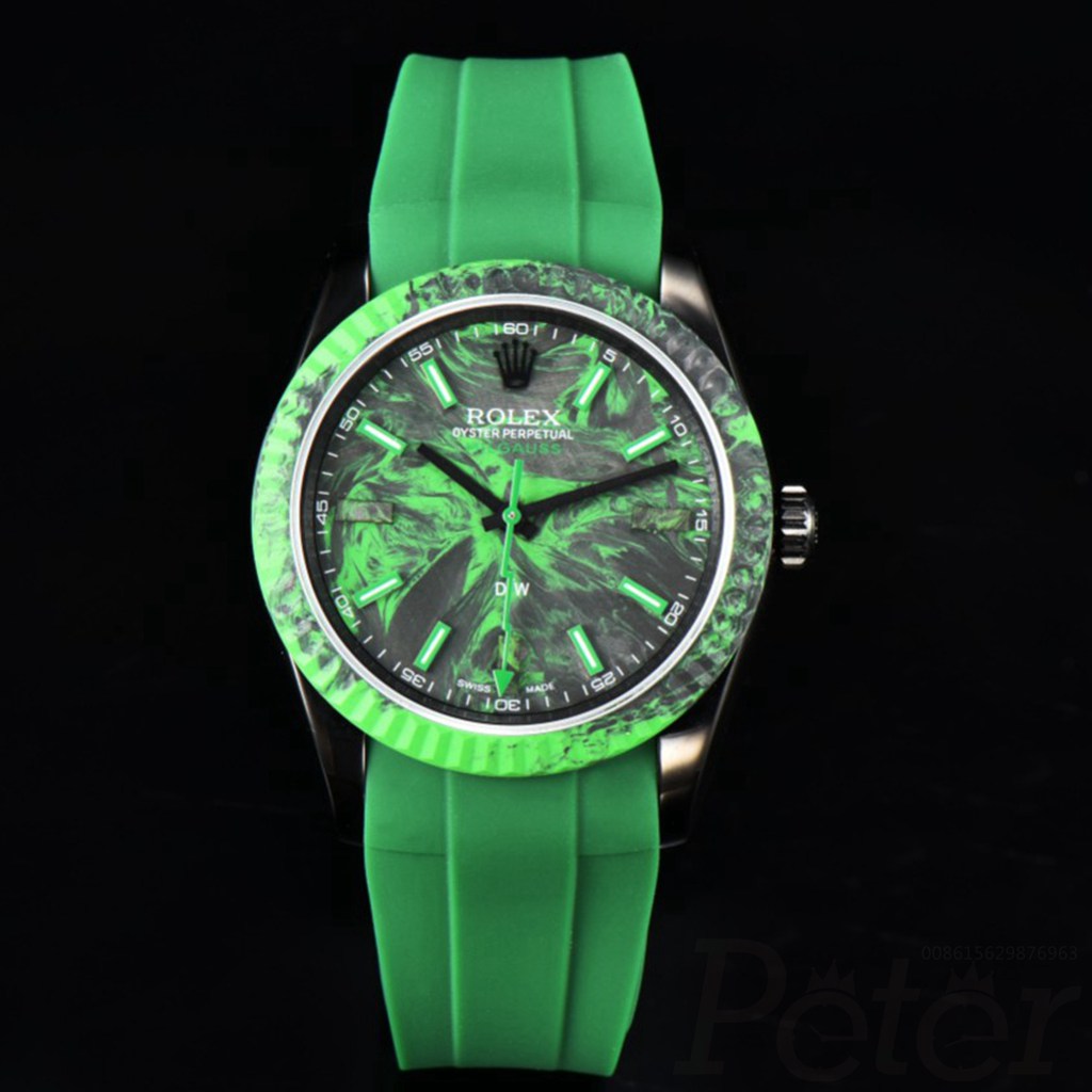 Milgauss black steel case 36mm green dial green rubber strap Swiss DiW factory 2836 automatic WT130