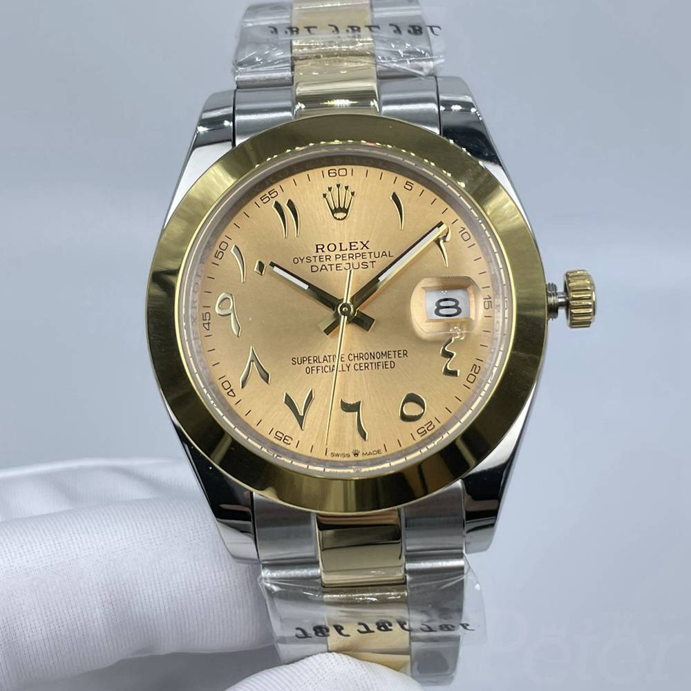 Datejust AAA 2tone gold case 41mm gold dial Arabic numbers smooth bezel 2813 automatic Sx