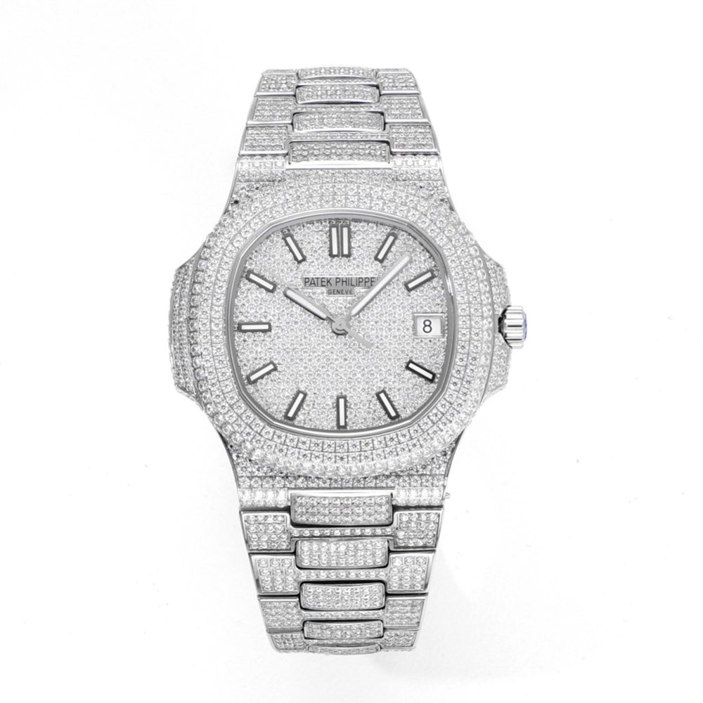 PATEK PHILIPPE Nautilus 5719/10G－010 full iced out Swarovski diamonds Cal.324 automatic shiny watch XDx