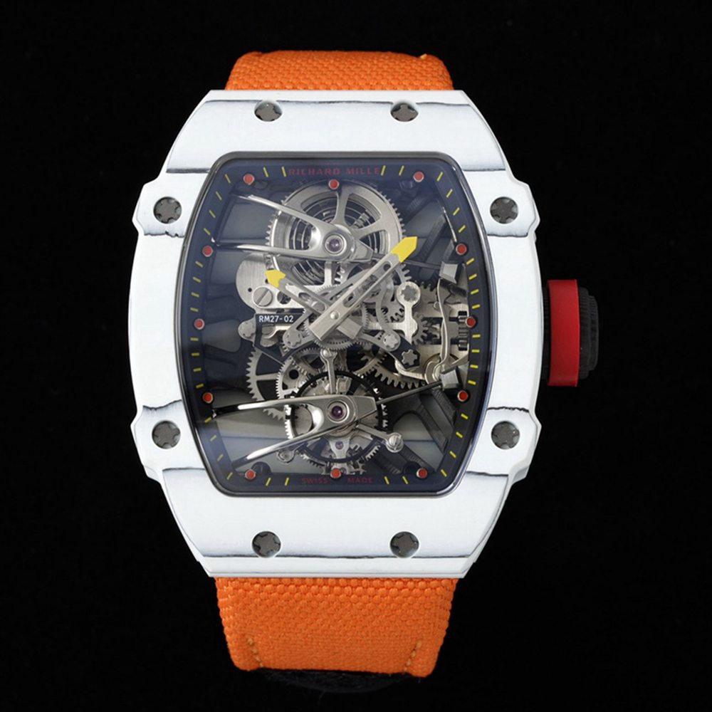 RM27-02 orange nylon strap white carbon skeleton case Tourbillon RM factory top grade Rafael Nadal WT485