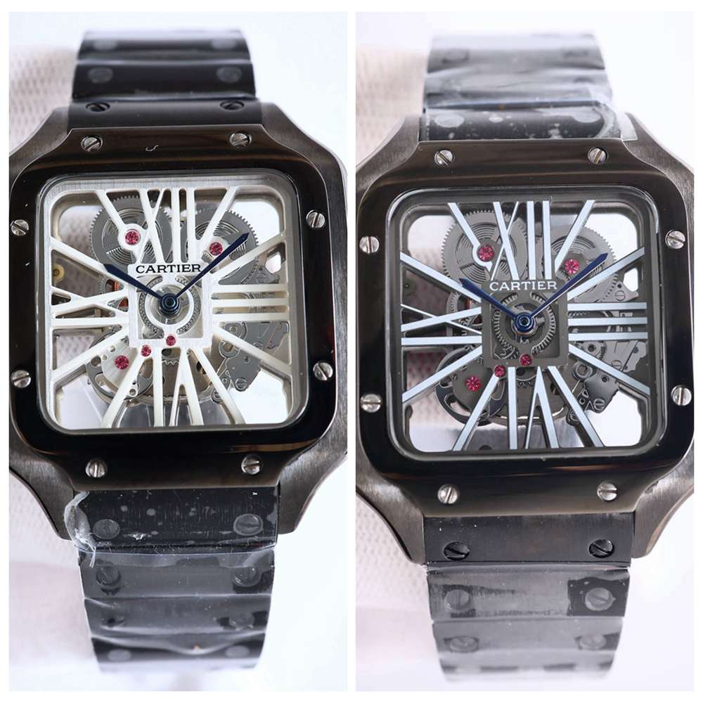 Cartier skeleton AAA full black case quartz movement men brand watches M