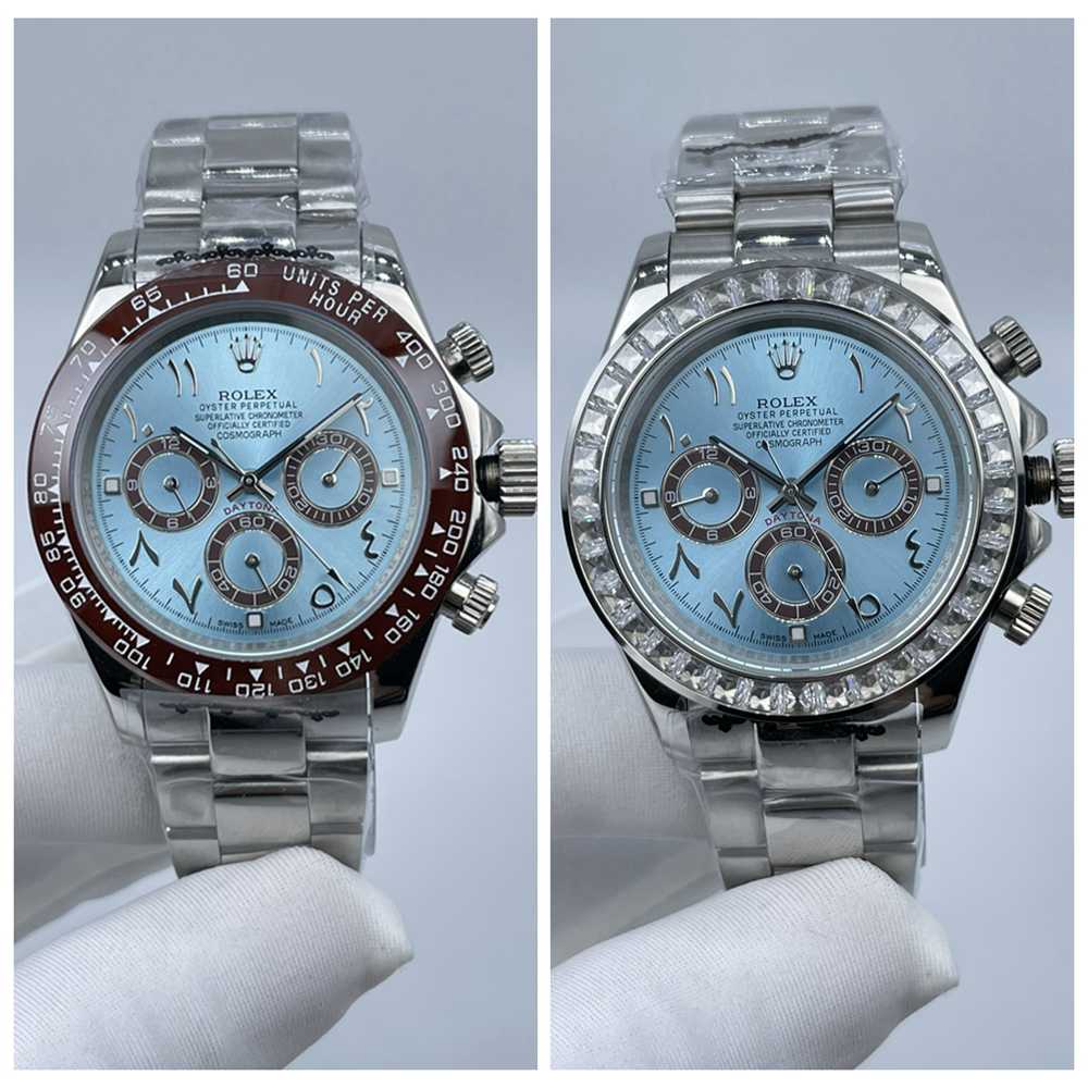 Daytona AAA ice blue Arabic numbers baguette/ceramic bezel oyster band 2813 automatic men watches S
