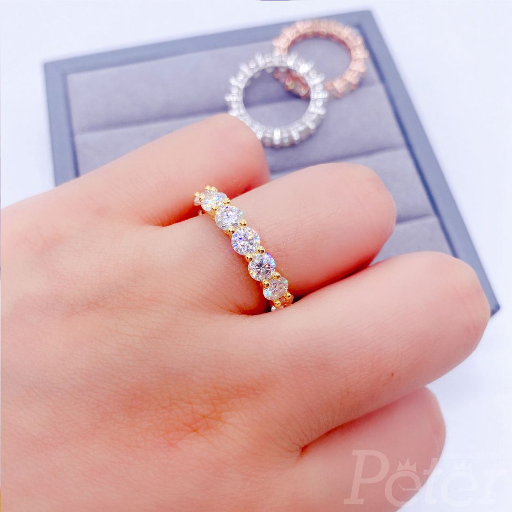 Rings Hip-Hop 925 Silver Set VVS4.0mm Round Moissanite diamonds rose/gold/silver can pass diamonds tester 100usd/pcs