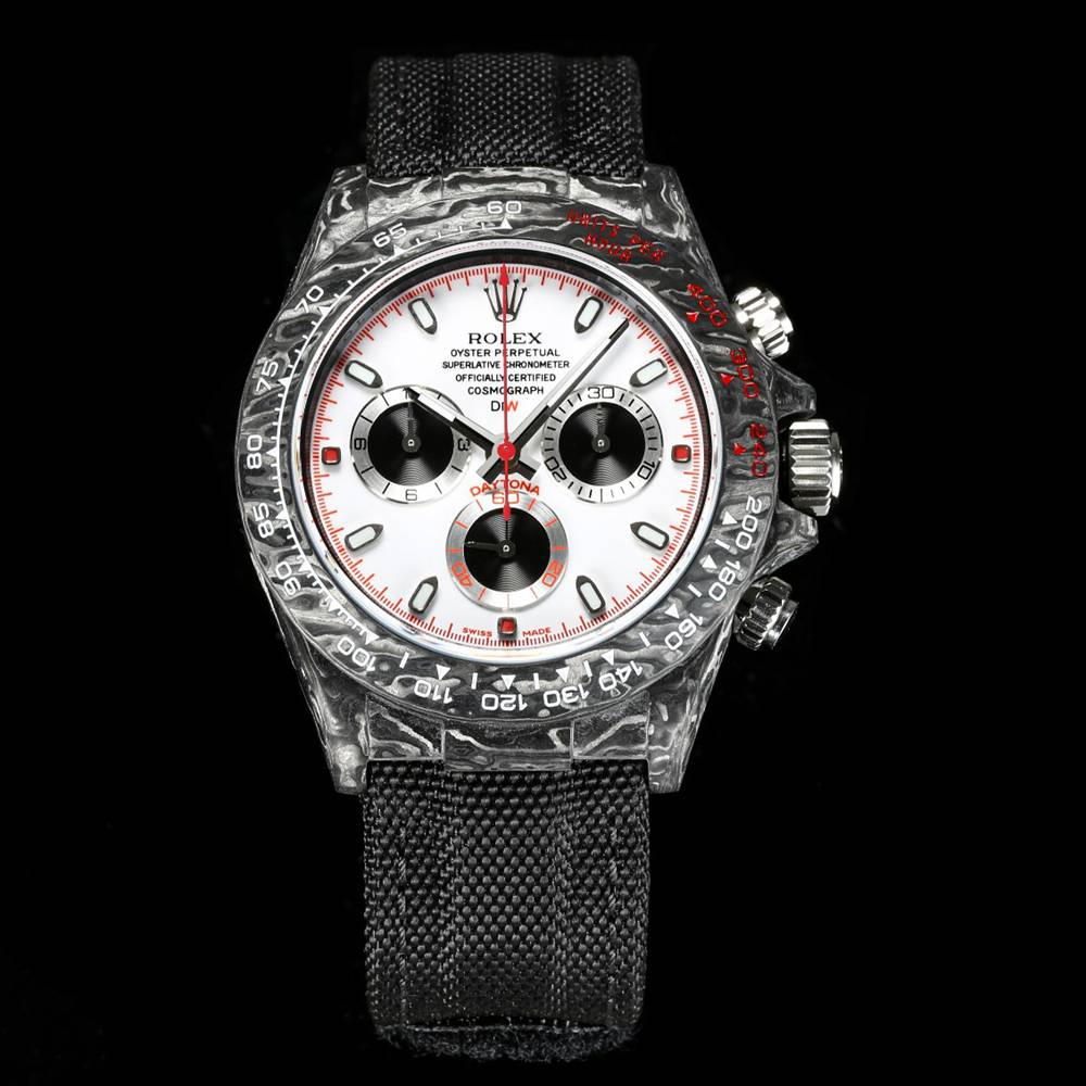 Daytona 7750 automatic black carbon case white dial black nylon strap TW factory high grade men watch XD