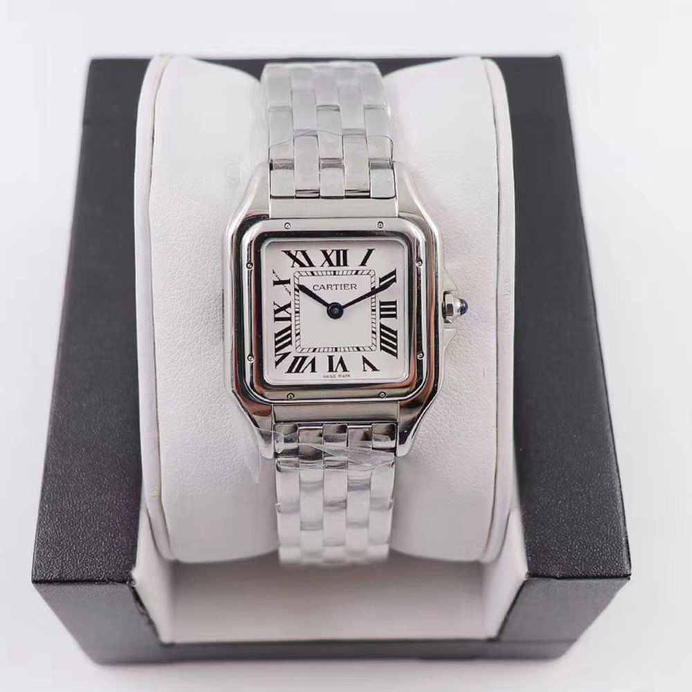 Cartier women quartz movement silver case white dial roman numbers 22mm and 27mm both available