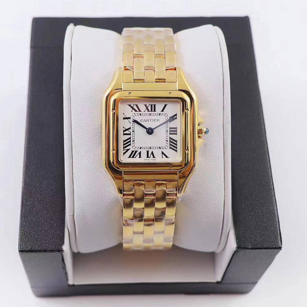 Cartier AAA women size 22mm and 27mm both available quartz movement yellow gold case white dial HZ