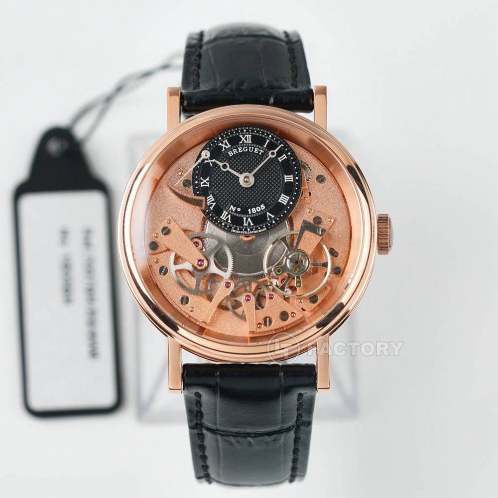 Breguet LT factory hands-winding rose gold case 40mm black leather strap sapphire crystal men luxury watch M180