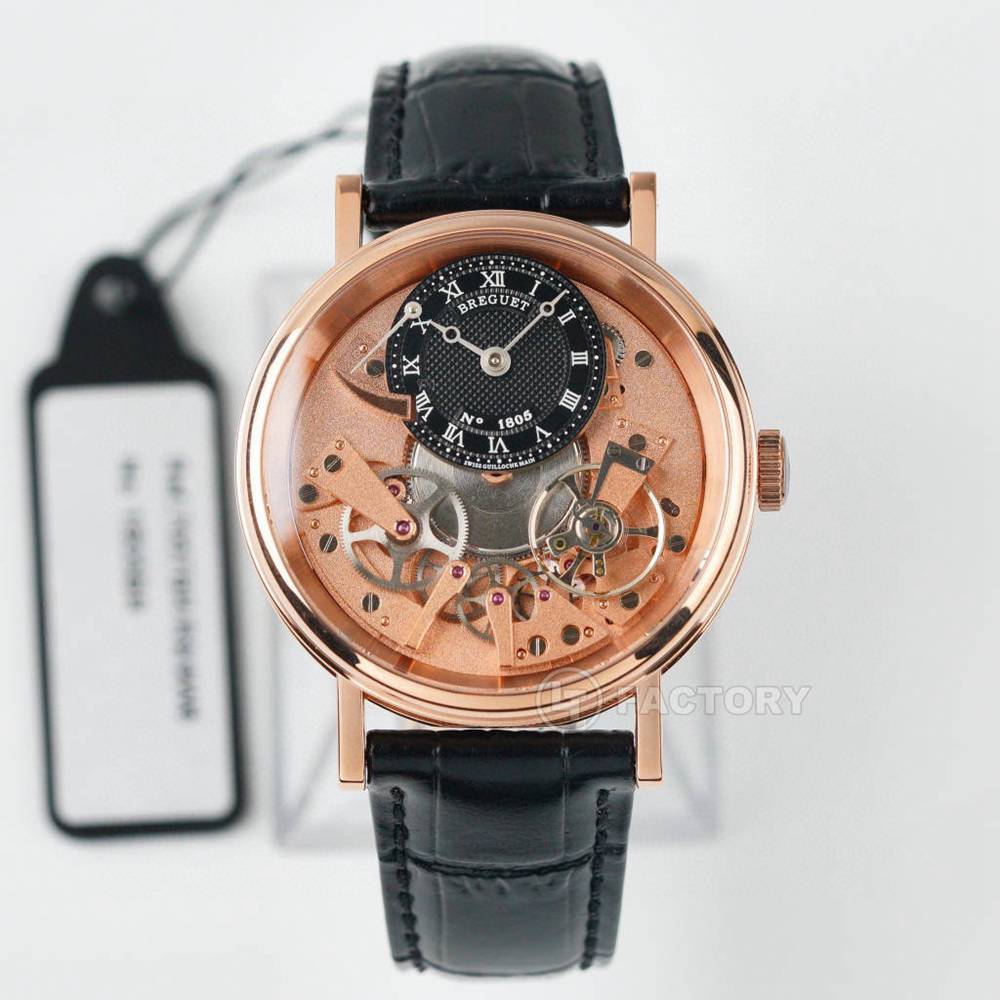 Breguet LT factory hands-winding rose gold case 40mm black leather strap sapphire crystal men luxury watch M180