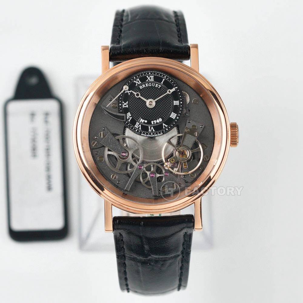 Breguet Tradition LT factory manual movement rose gold case 41mm black leather strap men wristwatch M180
