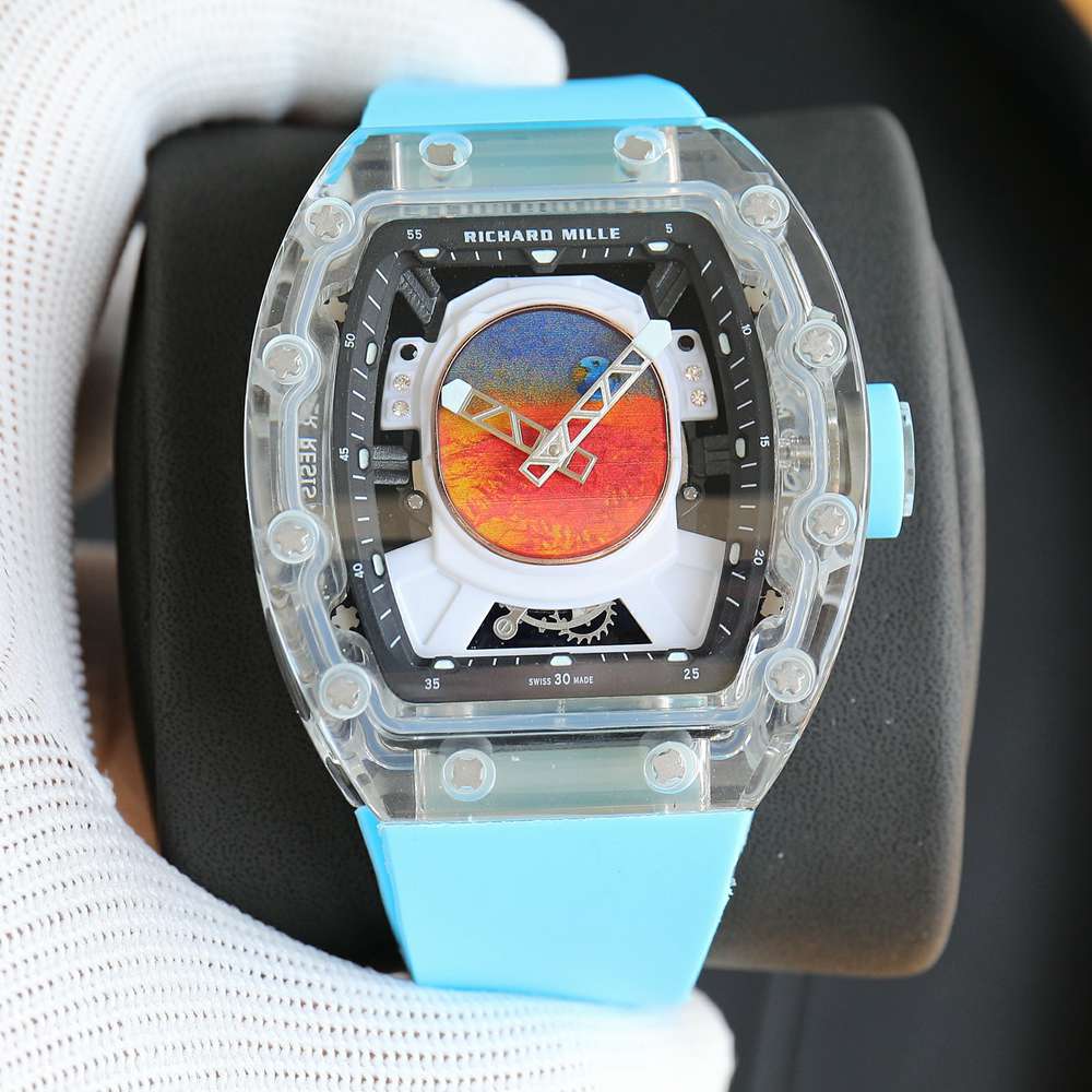 RM52-05 astronaut dial transparent case blue rubber strap automatic men luxury wristwatch WS18