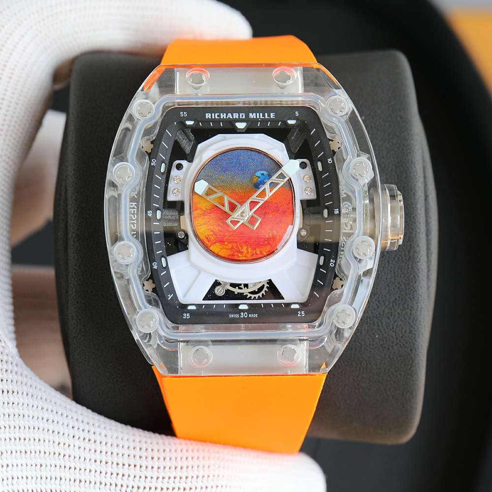 RM52-05 astronaut face see-through case orange rubber strap men luxury automatic watch WS18