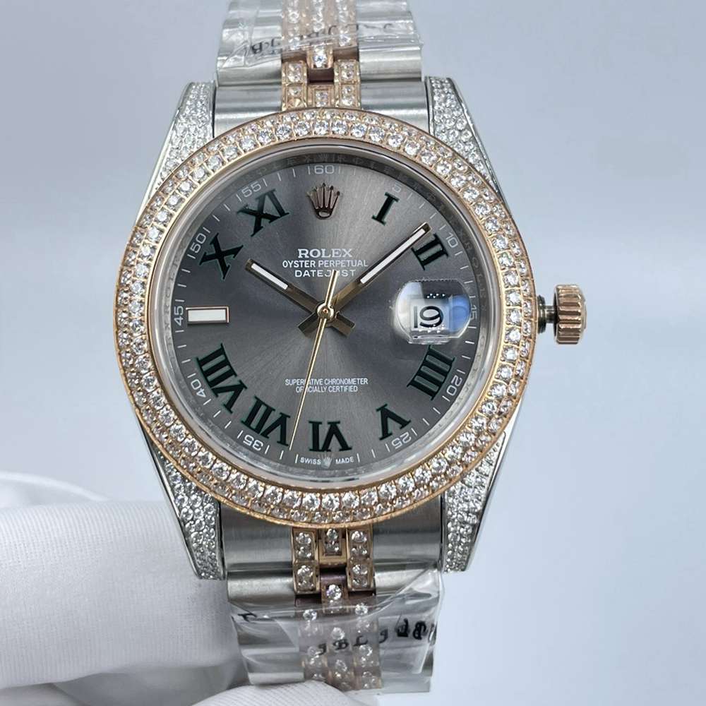 Datejust 2tone rose gold 41mm roman green numbers jubilee diamonds strap AAA automatic 2813 S
