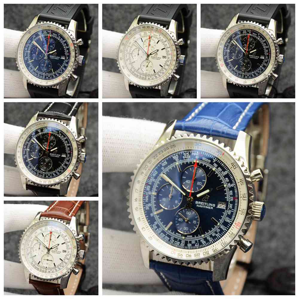 Breitling AAA quartz movement full works leather/rubber straps different color dials men stopwatch HG