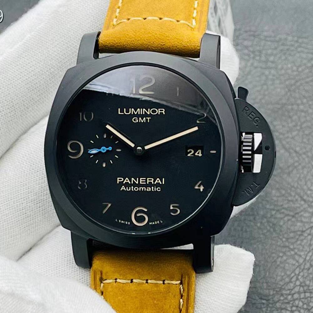 Panerai PAM1441 VS factory 2022 black ceramic case 44mm brown leather blue seconds WT