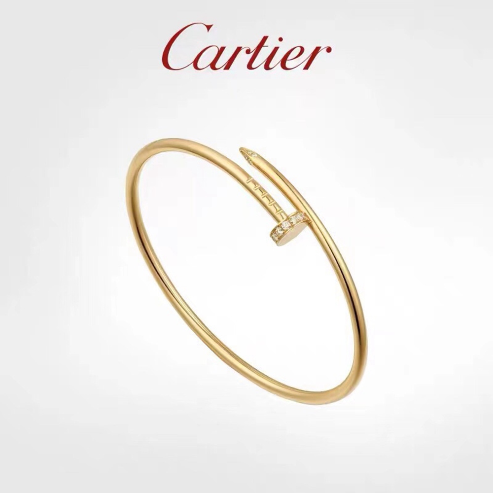 Cartier Juste un Clou nail bracelet narrow version with diamond head and tail unsex design gold/rose gold