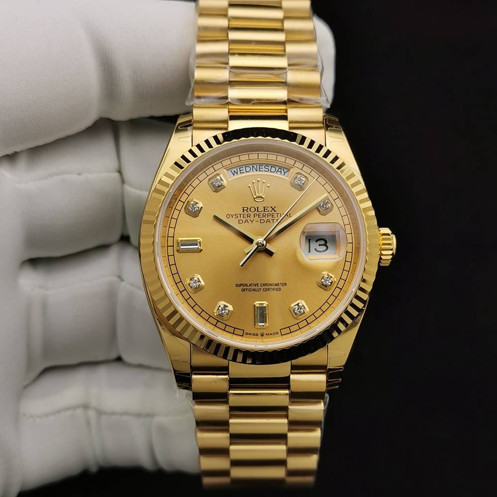 DayDate 36mm EW factory 3255 128238 full gold color diamond-set numbers 1:1 quality