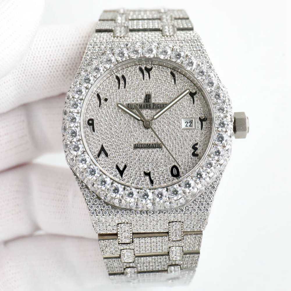 AP 15400 full iced out Arabic numbers big diamonds bezel 8215 automatic 42mm men watch 180g