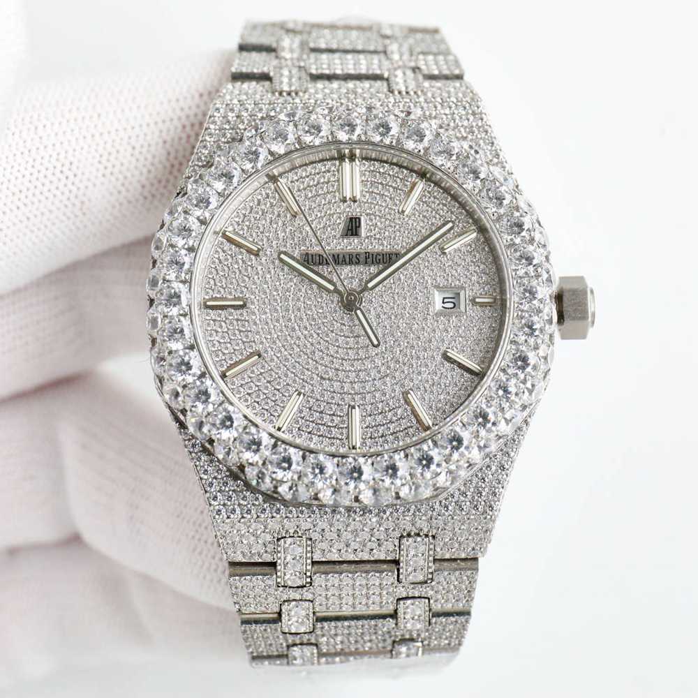 AP 15500 2023 new model full iced out face big diamonds bezel 42mm automatic men watch 180g