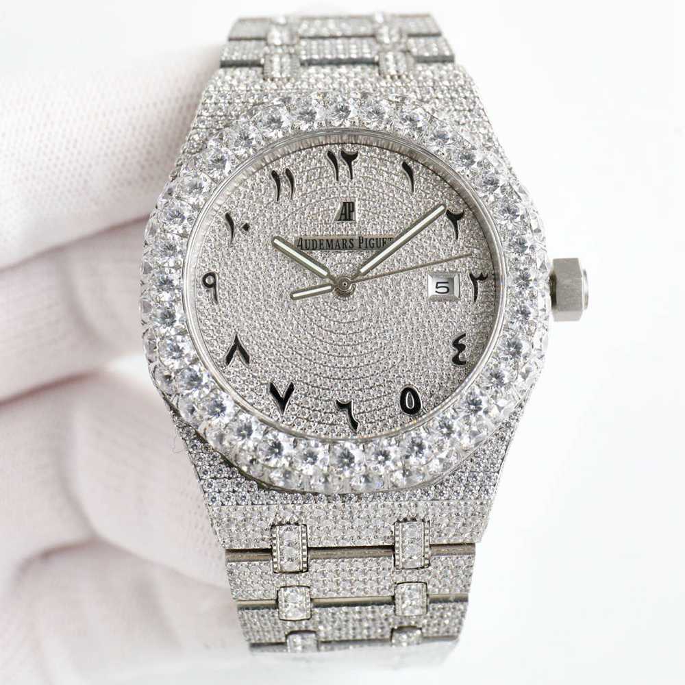 AP 15500 new model full diamonds case 42mm Arabic numbers big stones bezel men automatic 8215