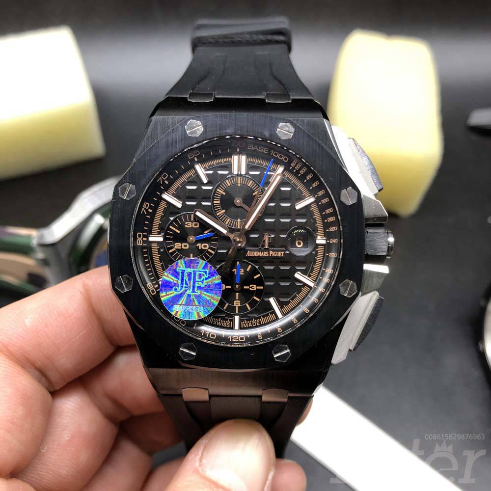 AP Royal Oak Offshore Black Ceramic 44mm JF factory 12H 3126 full chronograph function black rubber stopwatch