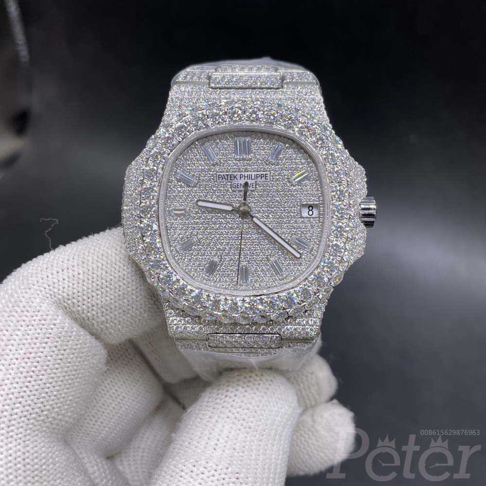 Patek Moissanite diamonds case big stone bezel diamond-set numbers can pass diamonds tester Cal.324 automatic top grade